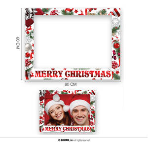 CAJA 12 PHOTOCALL MERRY CHRISTMAS BLANCO 80X60 CM GUIRMA
