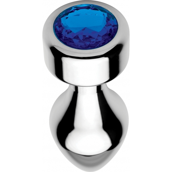 ALUMINUM PLUG WITH BLUE GEM - MEDIUM