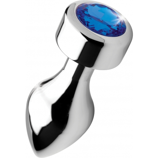 ALUMINUM PLUG WITH BLUE GEM - MEDIUM