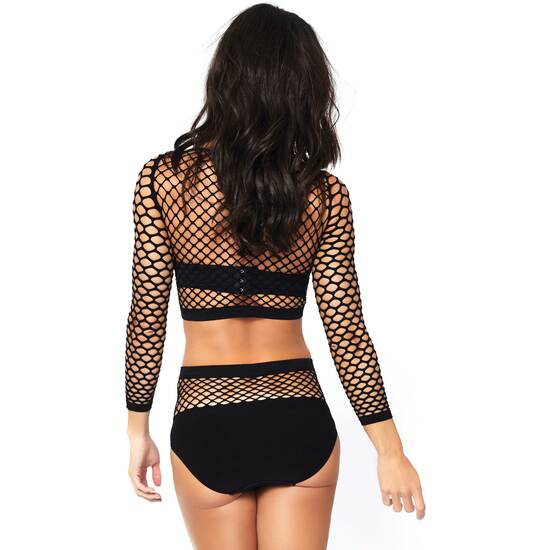 NET TOP AND PANTIES SET - BLACK 