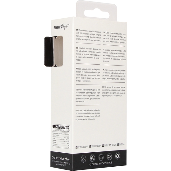 BULLET VIBRATOR - EXTRA LONG - BLACK