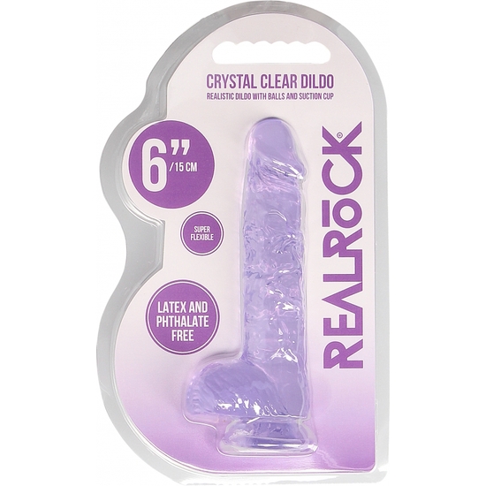 REALISTIC PENIS WITH TESTICLES 15 CM - PURPLE