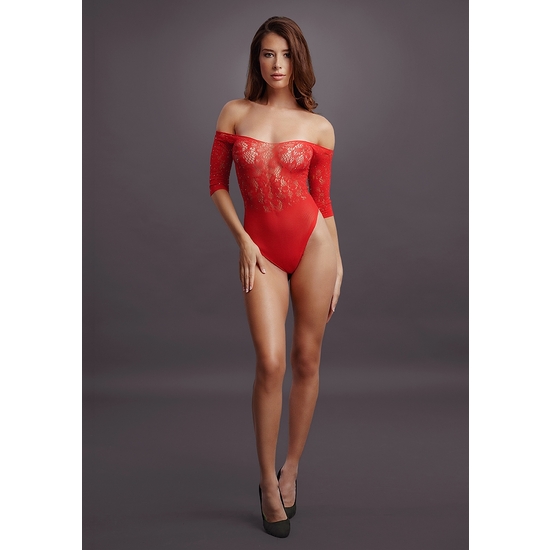 LE DÉSIR - CROTCHLESS DIAMOND BODYSUIT - RED