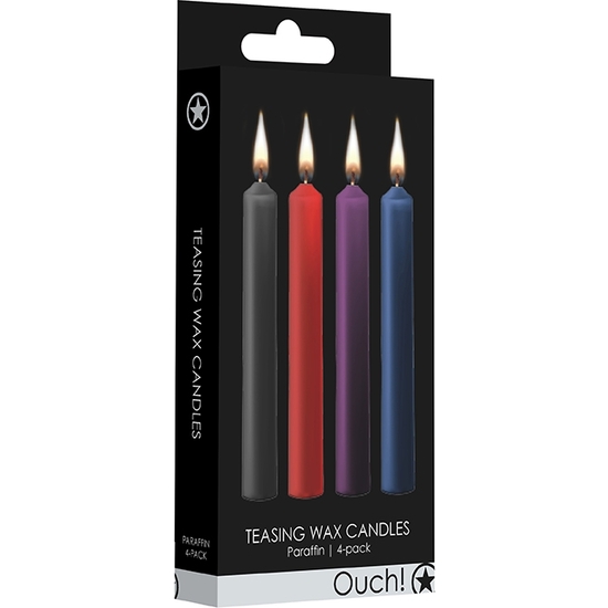TEASING WAX CANDLES - PARAFFIN - 4-PACK - MIXED COLORS