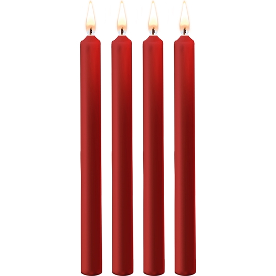 TEASING WAX LONG CANDLES - PARAFFIN - 4-PACK - RED
