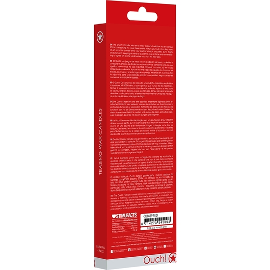 TEASING WAX LONG CANDLES - PARAFFIN - 4-PACK - RED