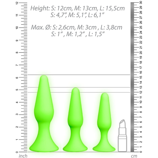 OUCH! BUTT PLUG SET - GLOW IN THE DARK