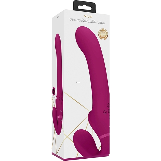 VIVE AI - DUAL VIBRATING & AIR WAVE VIBRATOR WITH STIMULATOR - PINK
