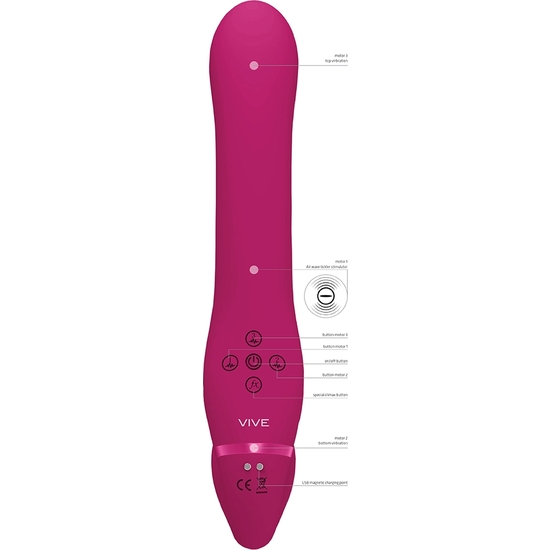 VIVE AI - DUAL VIBRATING & AIR WAVE VIBRATOR WITH STIMULATOR - PINK