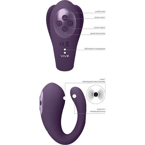 VIVE YOKO - TRIPLE ACTION VIBRATOR WITH PULSATION - PURPLE