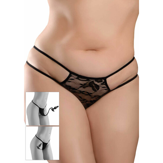 CROTCHLESS PLEASUREPEARL XL-2XL - BLACK