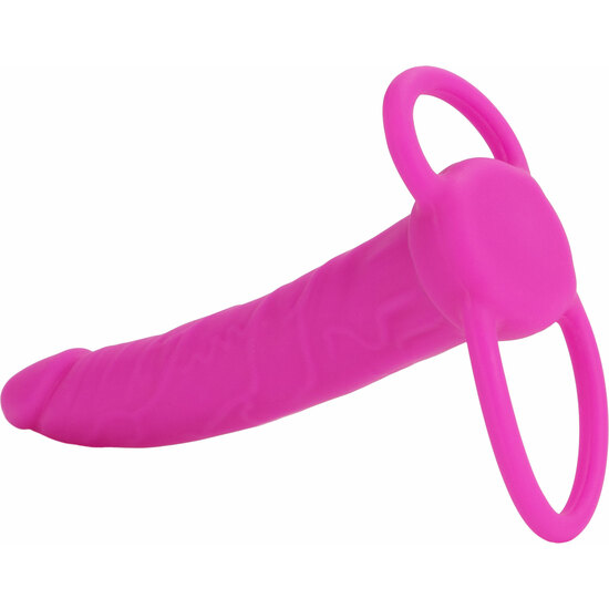 DUAL PENETRATOR DILDO WITH PINK HARNESS