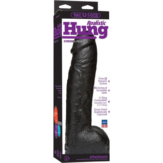 REALISTIC HUNG PENIS 30 CM BLACK