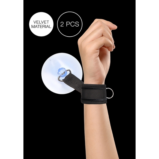 ADJUSTABLE VELCRO HANDCUFFS WITH SUCTION CUP