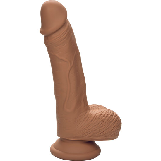 17.75CM DUAL DENSITY SILICONE PENIS - BROWN