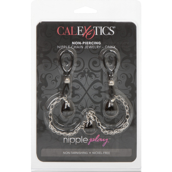 NIPPLE PENDANTS WITH BLACK CRYSTAL CHAIN