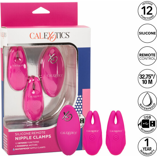 REMOTE CONTROL SILICONE NIPPLE CLAMPS - FUCHSIA