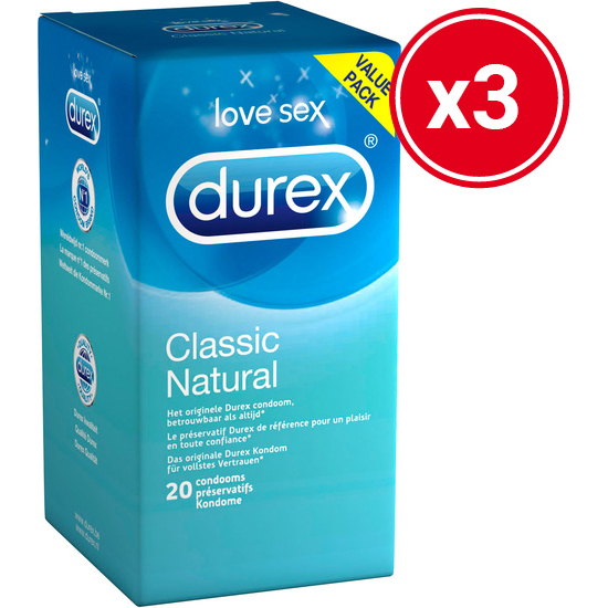 DUREX CLASSIC NATURAL 20 UDS (3 CAJAS)