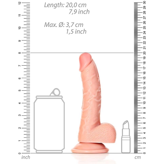 REALROCK - CURVED REALISTIC PENIS WITH TESTICLES AND SUCTION CUP - 7/ 18 CM
