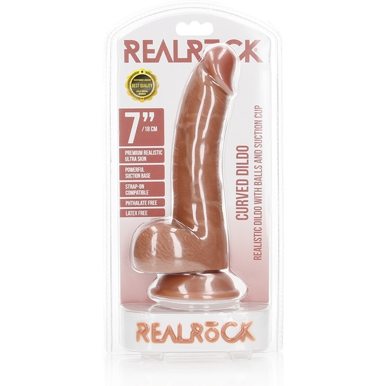 REALROCK - CURVED REALISTIC PENIS WITH TESTICLES AND SUCTION CUP - 7/ 18 CM