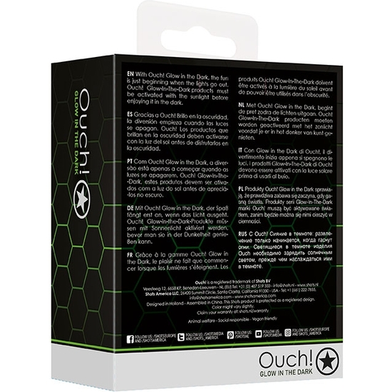 OUCH! - GLASS ANAL PLUG - GLOW IN THE DARK - LARGE SIZE