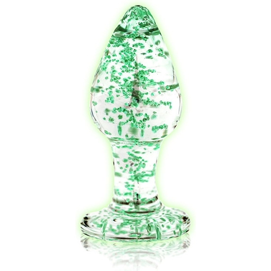 OUCH! - GLASS ANAL PLUG - GLOW IN THE DARK - LARGE SIZE
