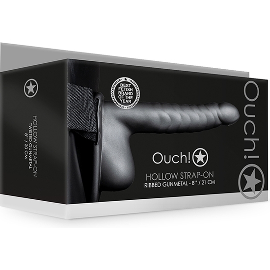 OUCH-HOLLOW STRAP WITH TESTICLES - 8 / 21 CM-METALLIC