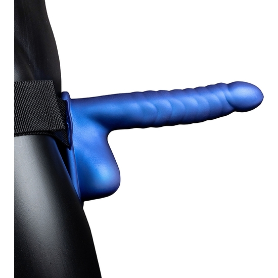 Ouch-hollow Strap With Testicles - 8 / 21 Cm-blue