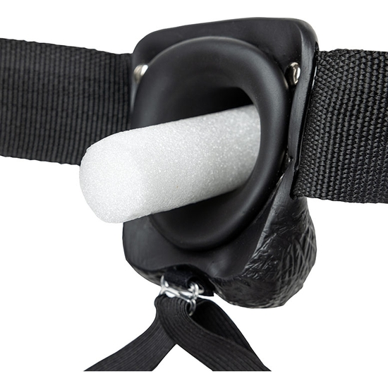 REALROCK- HOLLOW STRAP WITH TESTICLES - 7/18 CM - BLACK