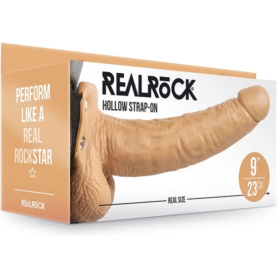 REALROCK-HOLLOW STRAP WITH TESTICLES - 9/ 23 CM-CARAMEL