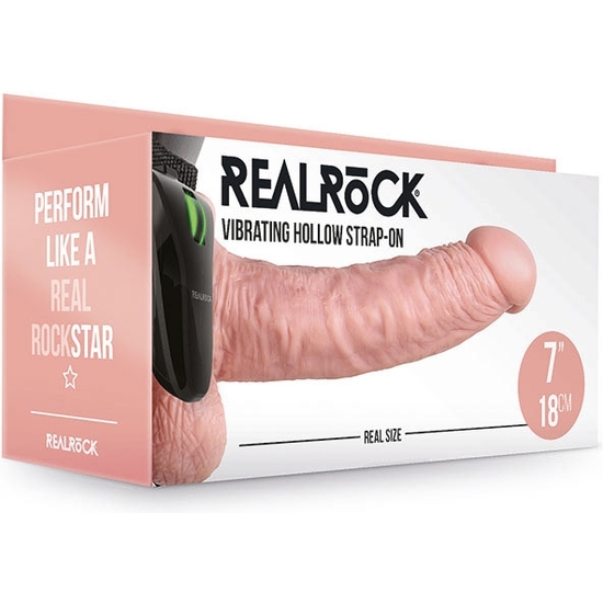 REALROCK-STRAP-ON VIBRATORY HOLLOW WITH TESTICLES - 7/18 CM-SKIN
