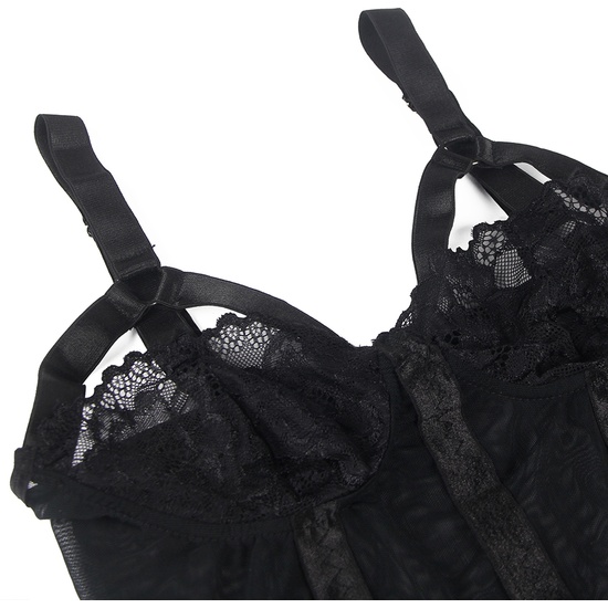 L-XL LACE BODYSUIT WITH GARTER