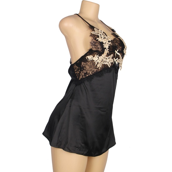 4XL-5XL BABYDOLL WITH CROSS STRAPS FLORAL DECORATION
