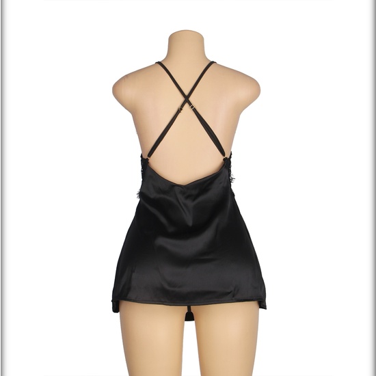4XL-5XL BABYDOLL WITH CROSS STRAPS FLORAL DECORATION