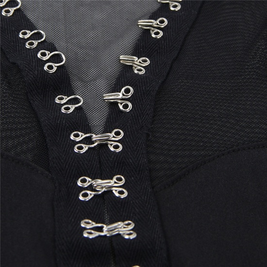 4XL-5XL LONG SLEEVE MESH FITTED BODYSUIT WITH HOOK BUCKLES