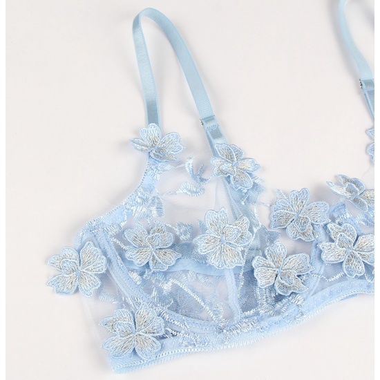 3XL UNDERWEAR SET: PANTIES AND BRA WITH AROMALLA EMBROIDERY WITH FLORAL APPLIQUES