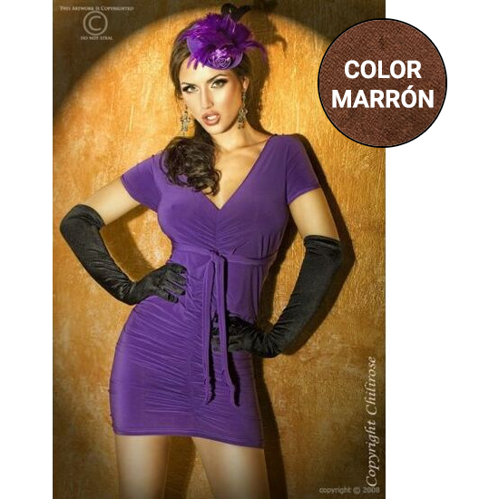 Sexy Multifunction Drapped Dress With Long Brown Straps