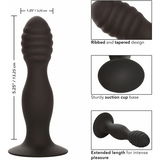 CALEXOTICS - RIBBED ANAL STUD - ANAL PLUG - BLACK