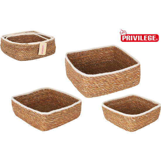 SET 3 CESTAS MIMBRE CUADR 23/20/17CM PRIVILEGE PRIVILEGE