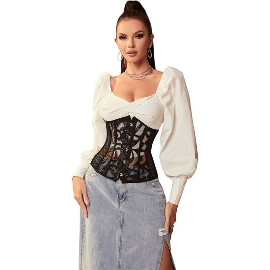Black Underbust Corset Black Showcase Model