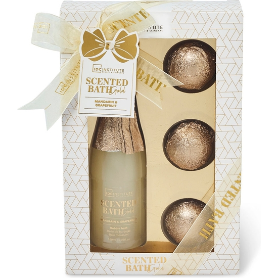 GOLD GIFT BOX 3 BATH BOMBS AND BATH FOAM