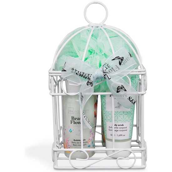 METAL CAGE 5 PIECE FLOWERS COSMETIC SET