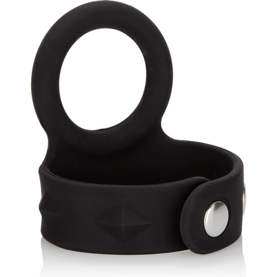 Tri-snap Scrotum Support - Black Silicone Harness Size M