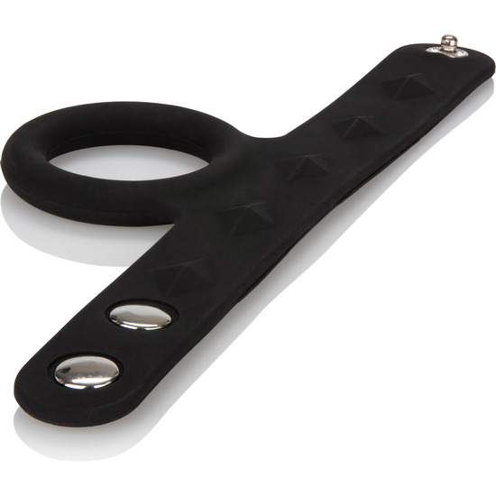 TRI-SNAP SCROTUM SUPPORT - BLACK SILICONE HARNESS SIZE M