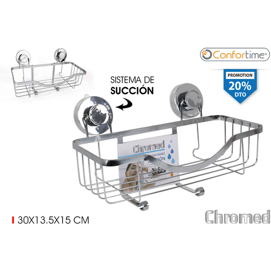 Comprar Organizador Baño Succion Chromed Confortime Organizador Baño Succion Chromed Confortime