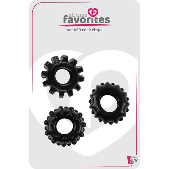 ALL TIME FAVORITES SET OF 3 COCKRINGS BLACK