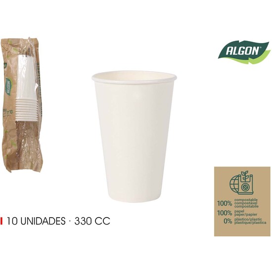 SET-10 VASO BLANCO CARTON 330CC ALGON ALGON