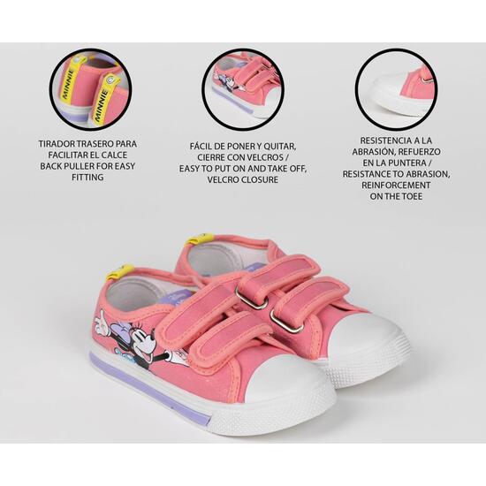 ZAPATILLA LONETA SUELA PVC CON LUCES ALGODÓN MINNIE