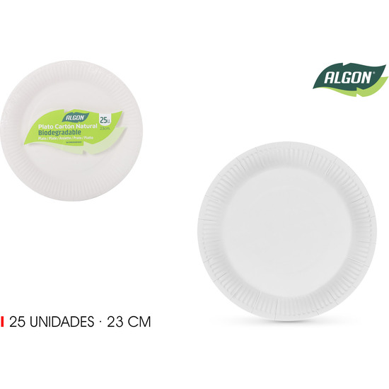SET-25PLATO RED.CART NATURAL 23CM ALGON ALGON