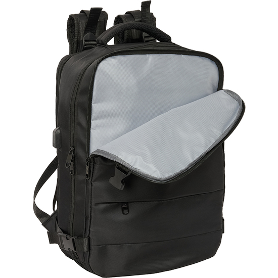 MOCHILA VIAJE CABINA PORTATIL 15,6 REAL MADRID NEGRA